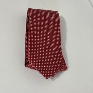 Haines & Bonner of London Red Geometric Pattern 100% Silk Mens Neck Tie